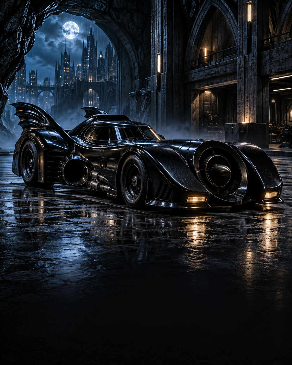 Arte temática do Batmóvel em Gotham
